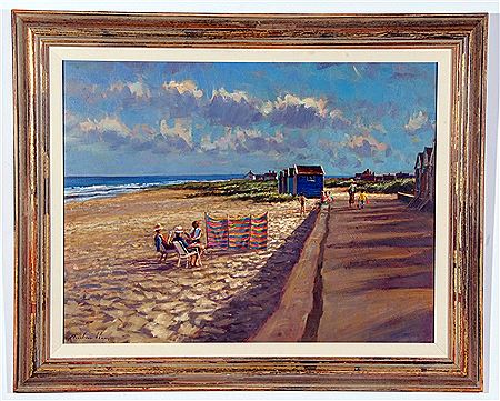 "Beach Huts and Windbreak, Summer, Southwold"