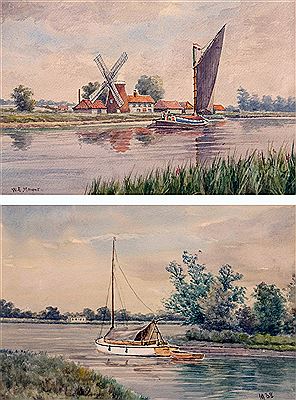 Boats on The Norfolk Broads (2) by William Edward Mayes - Auction record, sale price, and art valuation. Compare with similar artists and explore comparable artworks.