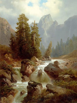 Mountain landscape with river by Josef Thoma the Younger - Auction record, sale price, and art valuation. Compare with similar artists and explore comparable artworks.