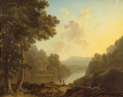 River landscape with two figures. 1828.