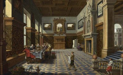 A festive company at table in a Renaissance hall by Bartholomeus Van Bassen - Auction record, sale price, and art valuation. Compare with similar artists and explore comparable artworks.