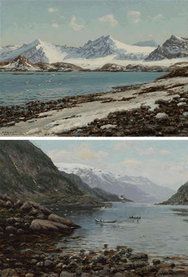 Gegenstücke: Fjordlandschaften. Belsund-Spitzbergen und Hardanger-Fjord. 1903 (a pair)