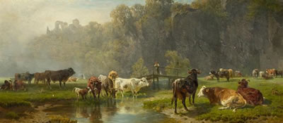 Kuhherde an einem Bach. 1884 by Friedrich Johann Voltz - Auction record, sale price, and art valuation. Compare with similar artists and explore comparable artworks.