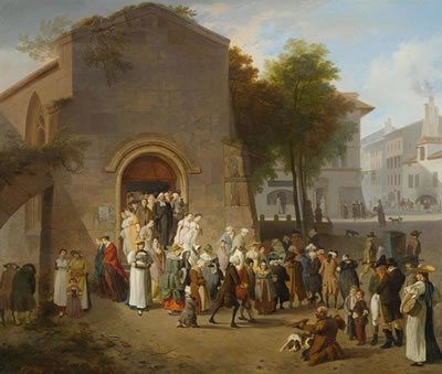 Sortie de l'eglise à Berne