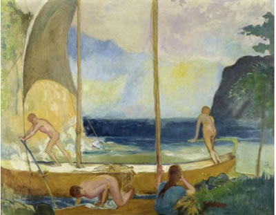 Ship with bathers