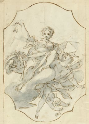Sibyl and putti floating on clouds. Other studies on verso. by Antonio Consetti - Auction record, sale price, and art valuation. Compare with similar artists and explore comparable artworks.