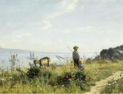 Young herdsman before Lake Geneva by Léon Gaud - Auction record, sale price, and art valuation. Compare with similar artists and explore comparable artworks.