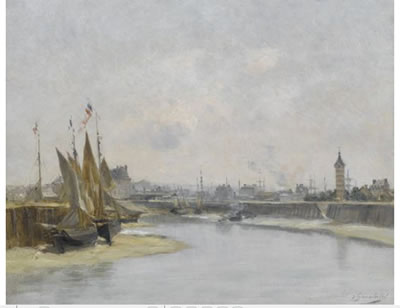 Pair of works: two harbour scenes.