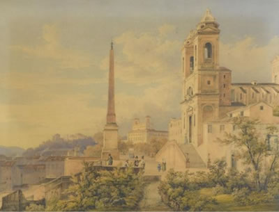 View of the Spanish steps in Rome with the church Trinità dei Monti. by Jakob Suter - Auction record, sale price, and art valuation. Compare with similar artists and explore comparable artworks.