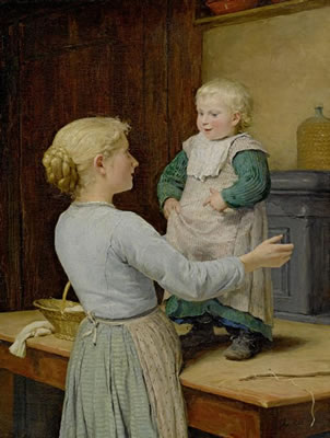 Sample artwork by Albert Samuel Anker (1831 - 1910), known for portrait, figure, still life and village genre painting, illustration - View similar artists and auction records