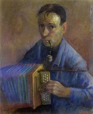 Portrait of Werner Neuhaus: Self portrait with accordion
