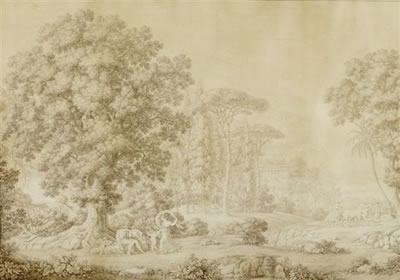 Arcadian landscape with Diana and Endymion.