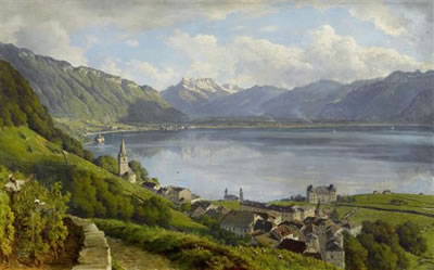 View from Montreux over Lake Geneva and Dents du Midi. by Alfred Chavannes - Auction record, sale price, and art valuation. Compare with similar artists and explore comparable artworks.