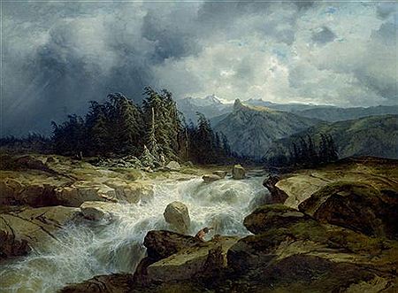 Torrent de montagne par orage