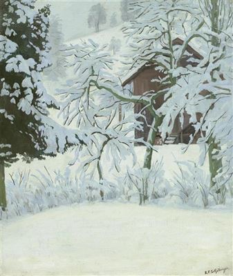 Forest clearing in the snow