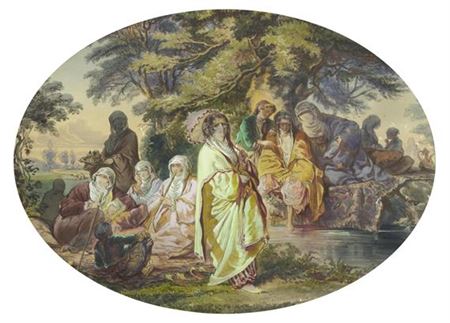 Harem scene in a landscape with river