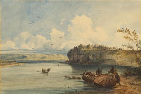 Indian village by a river.