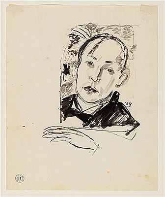 Portrait of Maurice Barraud: Self-portrait, circa 1920-Design for a lithograph