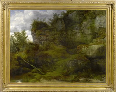 Waldlandschaft mit Felsen.