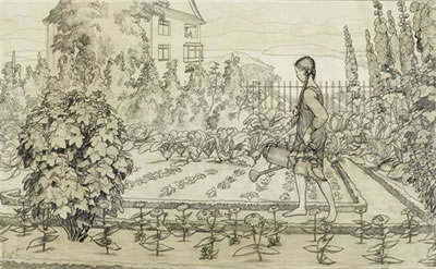 Girl in a garden.