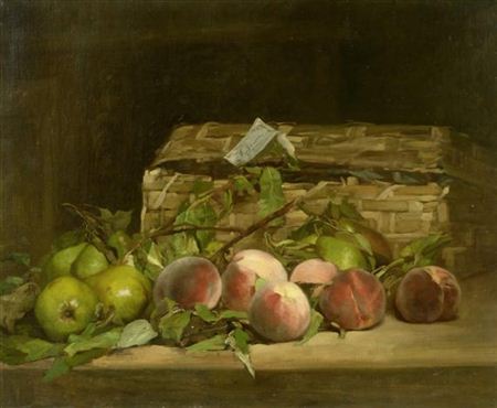 Früchtestillleben mit Pfirsichen und Birnen neben einem Korb. by Ferdinand Bassot - Auction record, sale price, and art valuation. Compare with similar artists and explore comparable artworks.