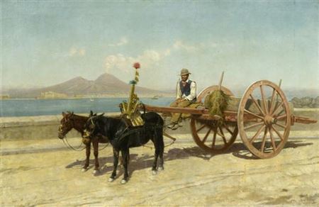 Peasant with a barrow before the Bay of Naples. 1894