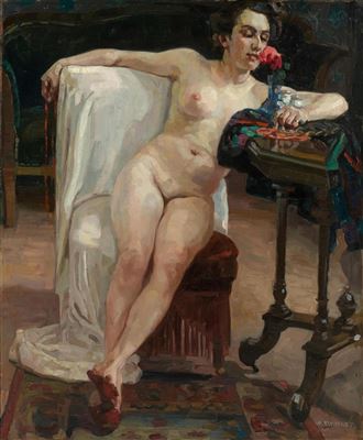 Seated female nude. 1910
