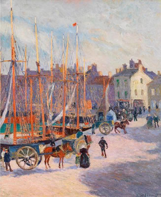 Le port animé d'Andterne,1908