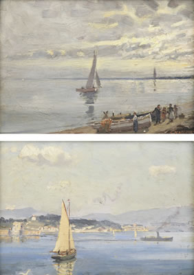 Pair of works i) Italian Lake Scene with Boats ii) Fishing Boats by Clewin Simon Harcourt - Auction record, sale price, and art valuation. Compare with similar artists and explore comparable artworks.