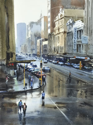 Rain on Flinders Street