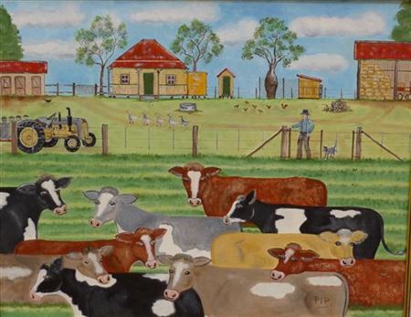 BROWN'S COWS by Pip Higgins - Auction record, sale price, and art valuation. Compare with similar artists and explore comparable artworks.