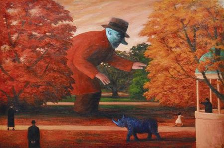 Sample artwork by James Davis (Born 1940), known for figurative, expressionist, surreal painting - View similar artists and auction records