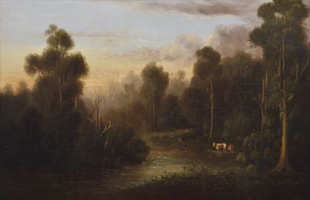 River Scene with Cattle 1892