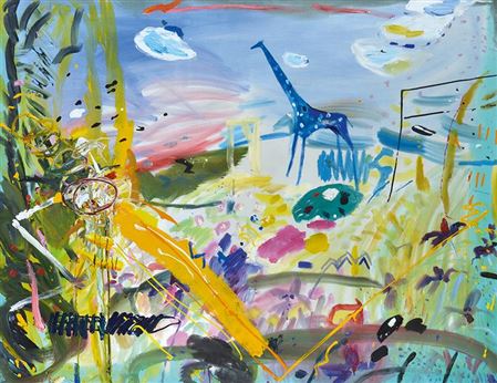 Blue Giraffe 1988 by Geoffrey Proud - Auction record, sale price, and art valuation. Compare with similar artists and explore comparable artworks.
