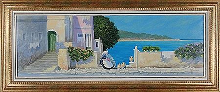 SEATED WOMAN BY MEDITERRANEAN