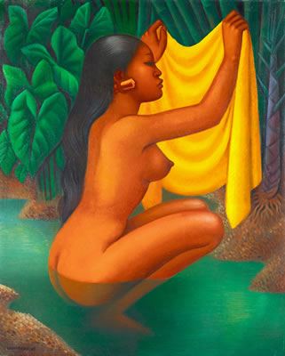 Bather Holding Up Her Kemban by Miguel Covarrubias - Auction record, sale price, and art valuation. Compare with similar artists and explore comparable artworks.
