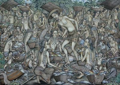 Traditional Fish Market by Ketut Ginarsa - Auction record, sale price, and art valuation. Compare with similar artists and explore comparable artworks.