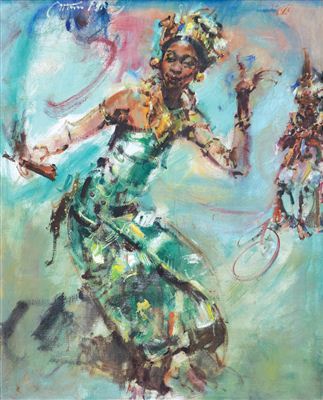 Balinese Dancer with Meditating Lord Ardjuna