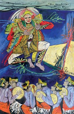 Topeng Dance, Bali by Krijono - Auction record, sale price, and art valuation. Compare with similar artists and explore comparable artworks.