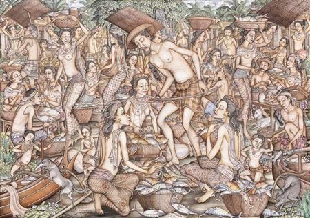 At Fish Market by Ketut Ginarsa - Auction record, sale price, and art valuation. Compare with similar artists and explore comparable artworks.