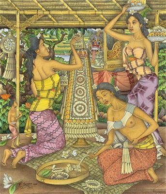 Preparing the Offering by I Ketut Sudana - Auction record, sale price, and art valuation. Compare with similar artists and explore comparable artworks.