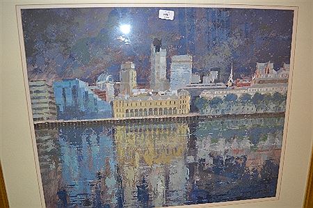River landscape with various buildings