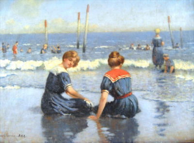 Sample artwork by Frank Russell Green (1856 - 1940), known for rural genre scene, figure and still life painting, panoramas - View similar artists and auction records