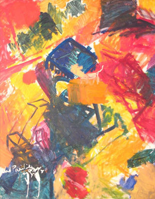 ABSTRACT COMPOSITION OF TABLES AND CHAIRS