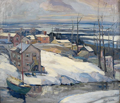Sample artwork by Peter Mayer (1887 - 1993), known for rural landscape painting-snowscenes - View similar artists and auction records