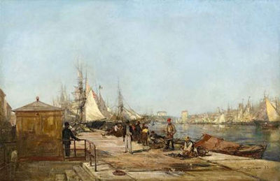 Promeneurs et pêcheurs sur le Quai de Rive Neuve