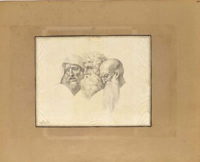 Etude de trois têtes de philosophes