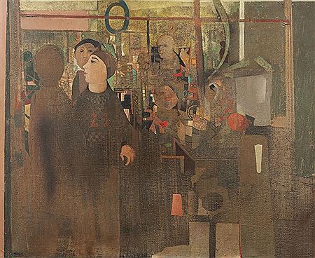 Figures in an interior.