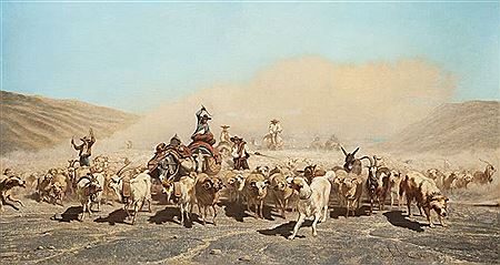 Troupeau en marche, le Départ. 1851.