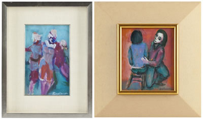 Two Works--a mother and child AND three figures